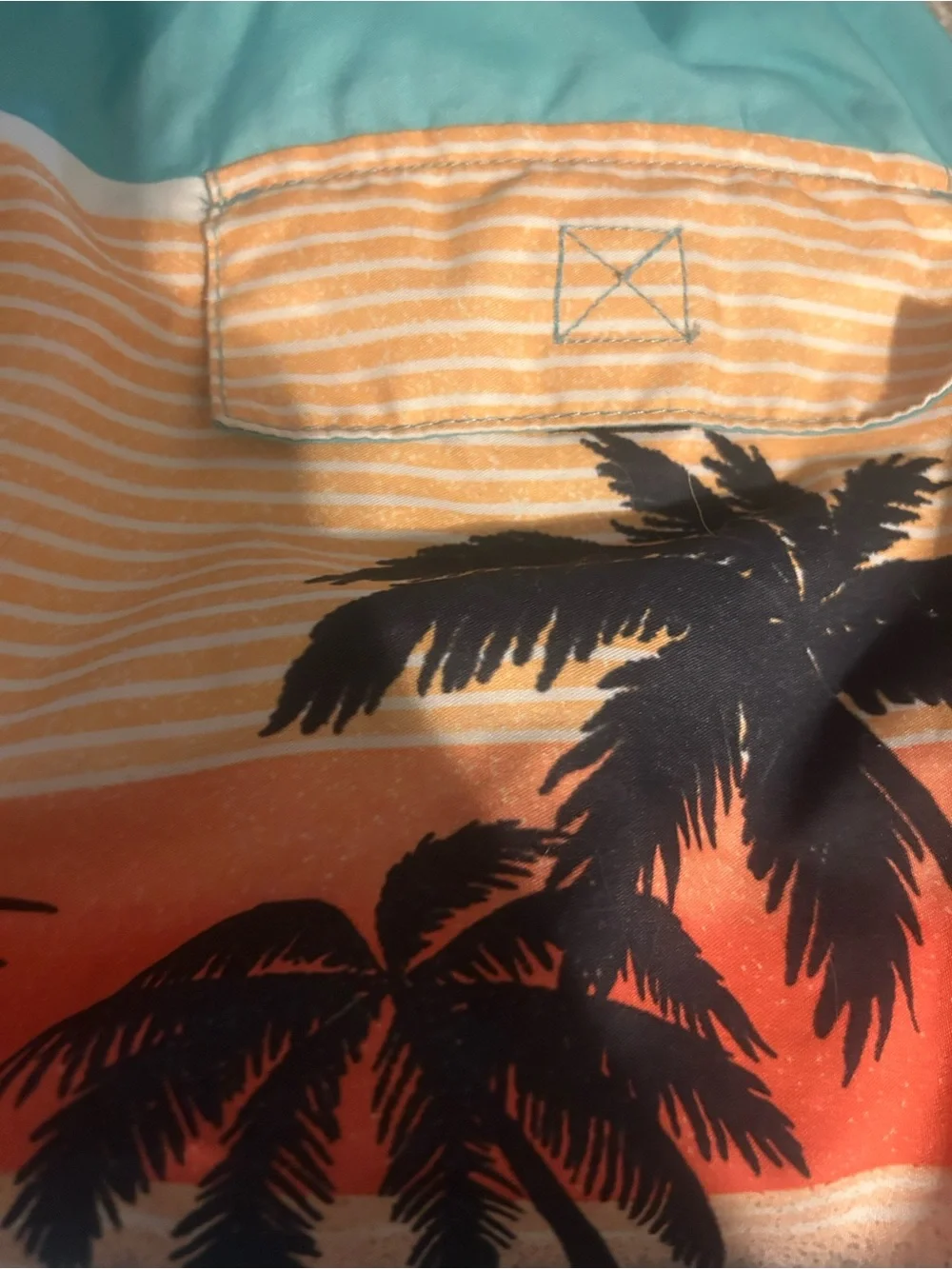 Men's Teal & Orange Tropical Board Shorts